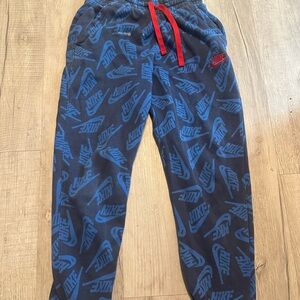 Nike Navy Joggers with Blue Logo Print and Red Drawstring